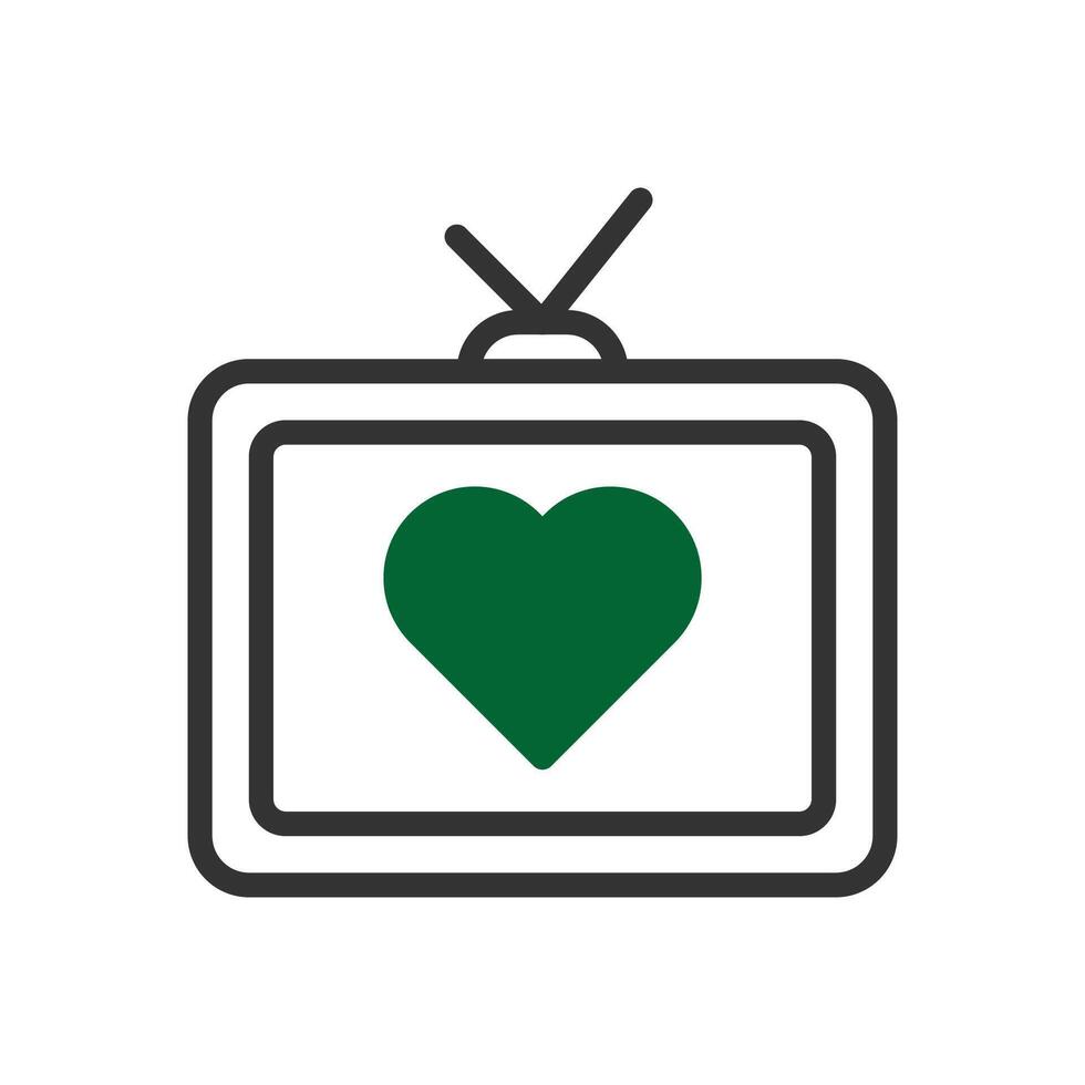 Tv love icon duotone grey green style valentine illustration symbol perfect. vector