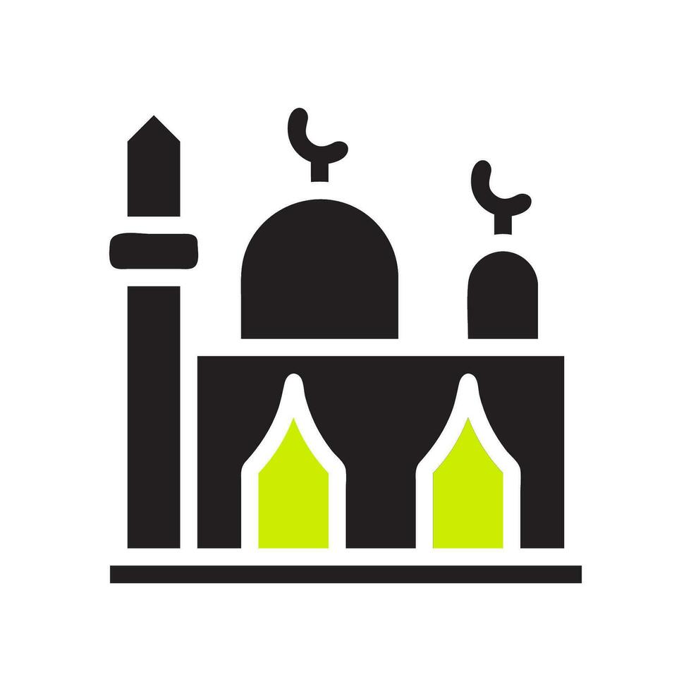 mezquita icono sólido negro verde color Ramadán símbolo ilustración Perfecto. vector