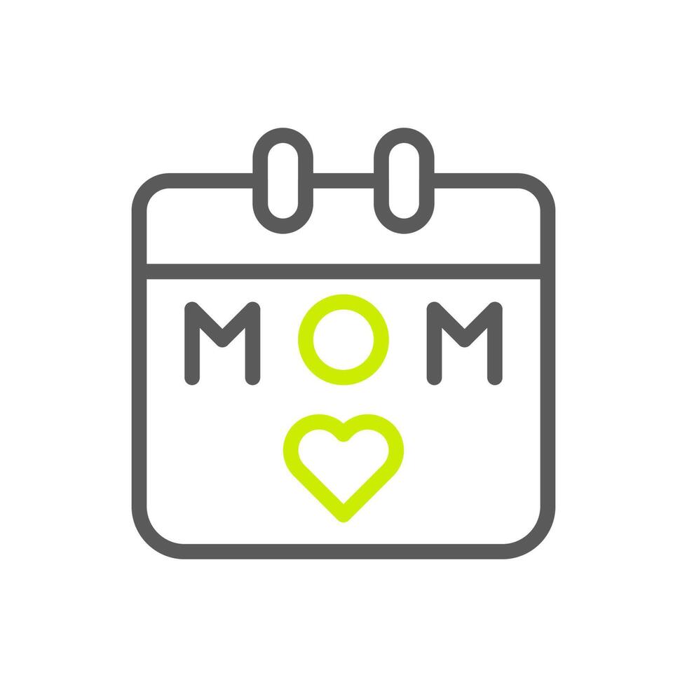 Calendar mom icon duocolor green grey colour mother day symbol illustration. vector