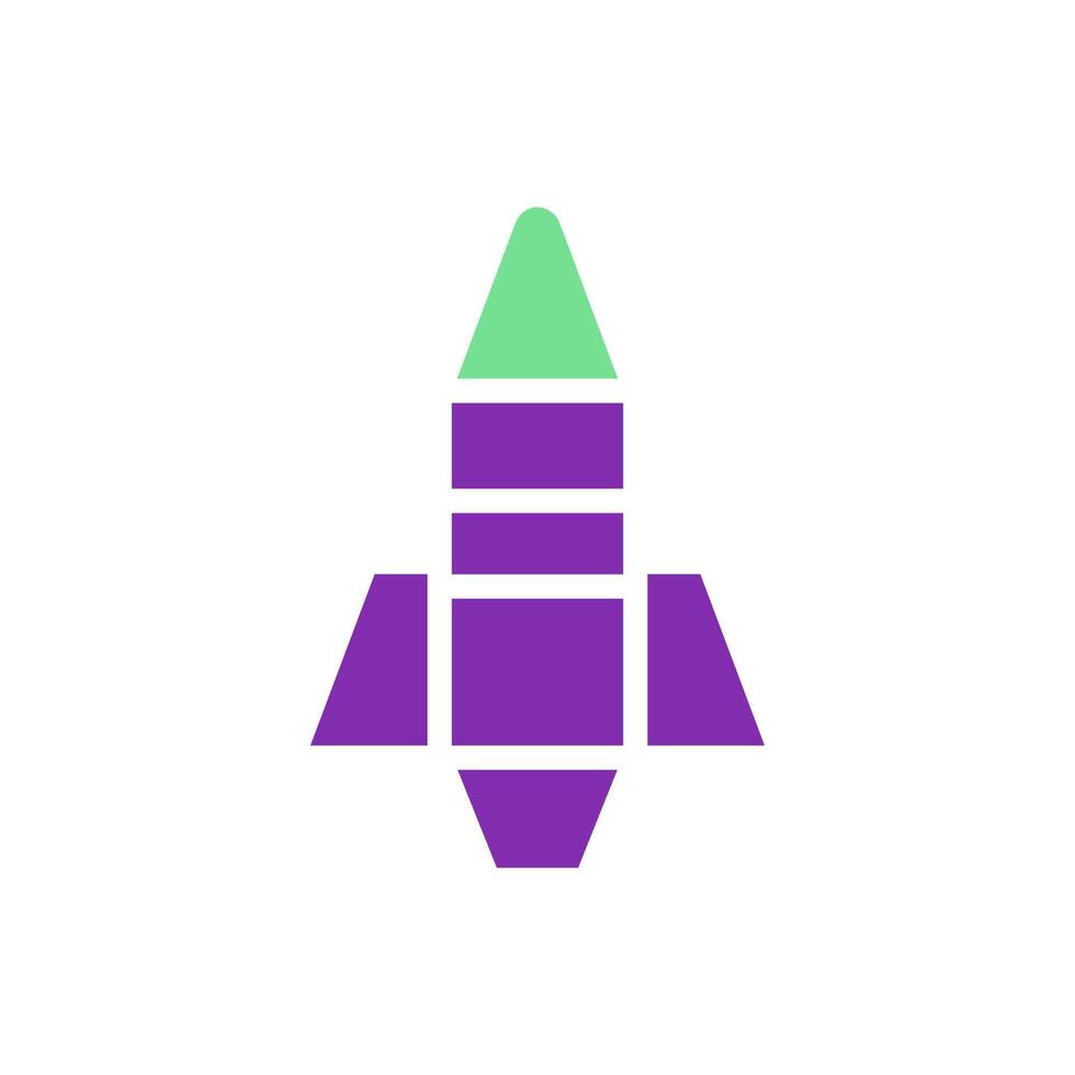 Rocket icon solid purple green colour universe symbol perfect. vector
