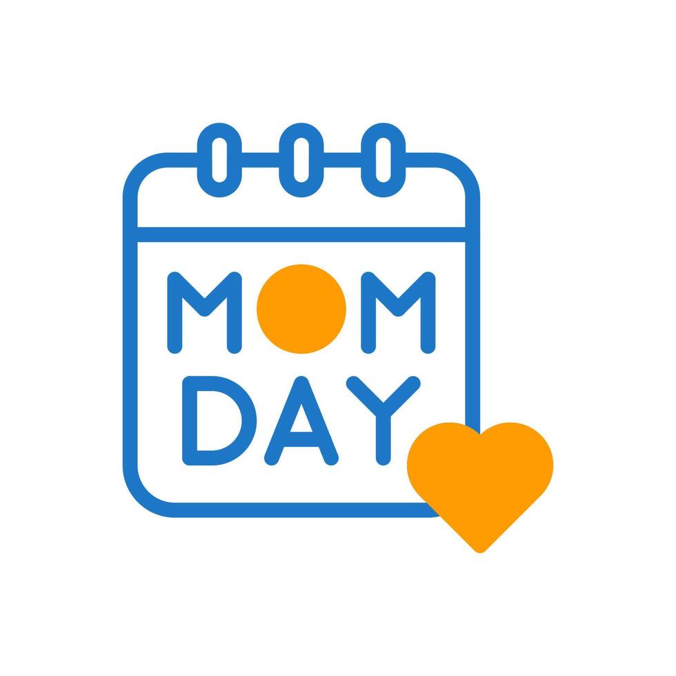 Calendar mom icon duotone blue orang colour mother day symbol illustration. vector