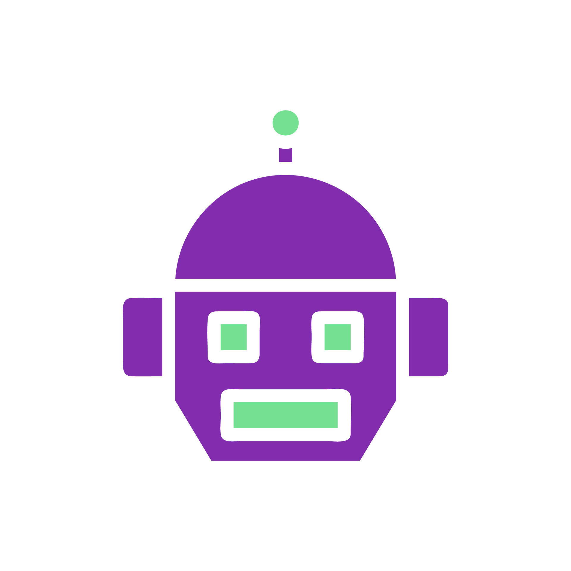 Robot icon solid purple green colour universe symbol perfect. 24699909 ...