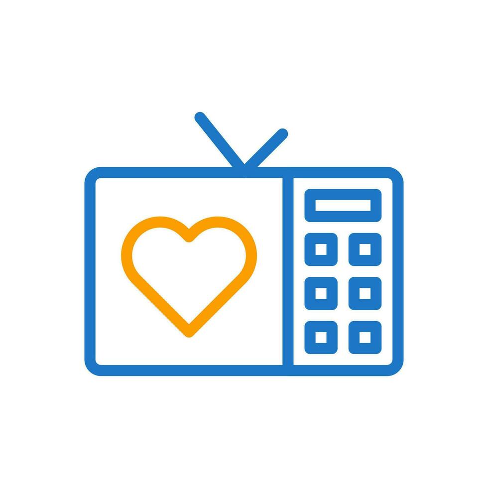 Tv love icon duocolor blue orange style valentine illustration symbol perfect. vector