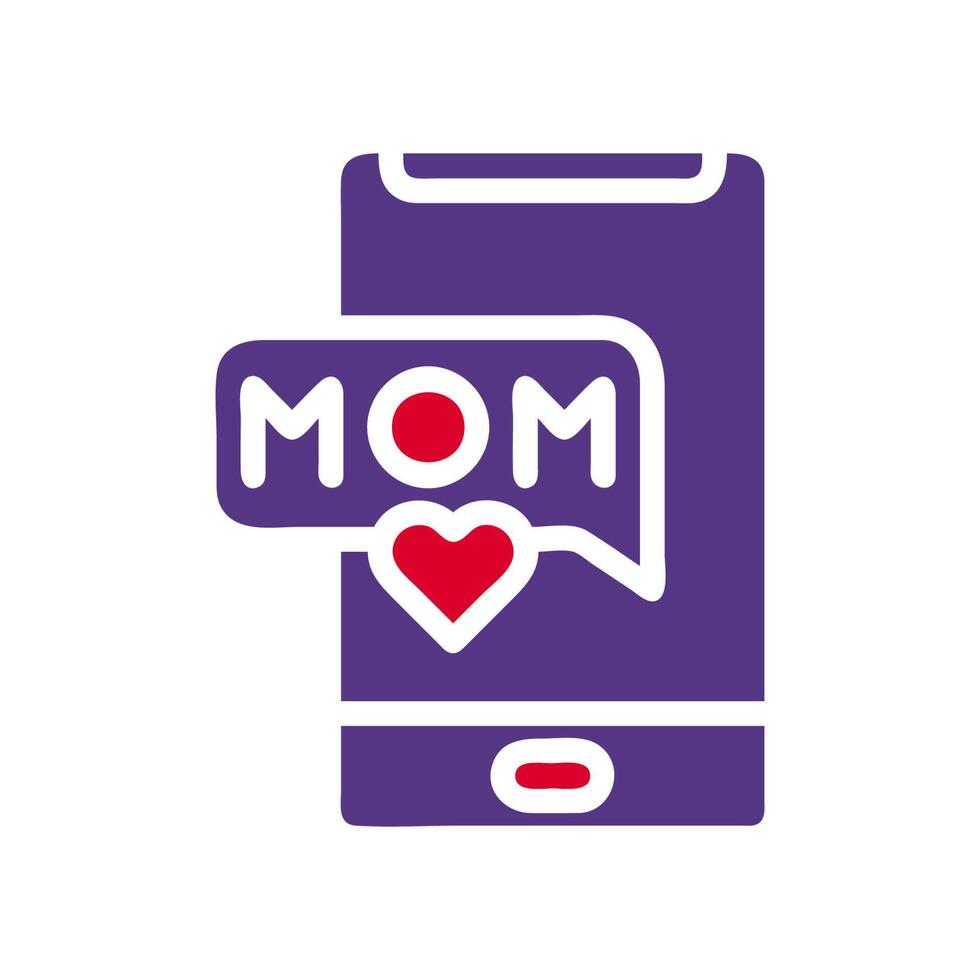 Phone mom icon solid red purple colour mother day symbol illustration. vector