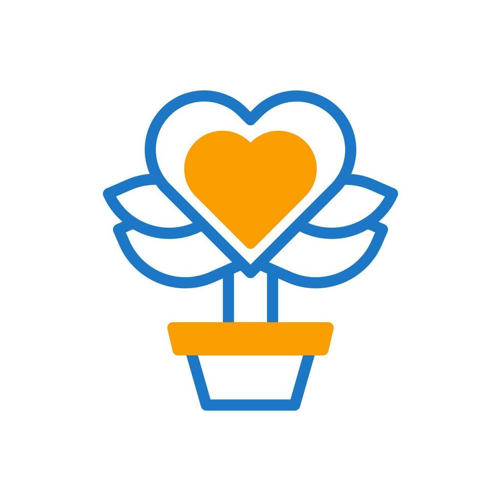 Flower love icon duotone blue orang colour mother day symbol illustration. vector
