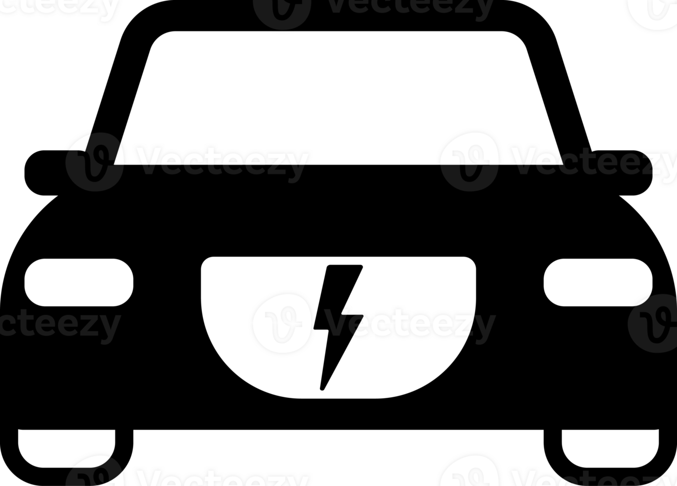 black and white electric car clean energy simple flat icon png