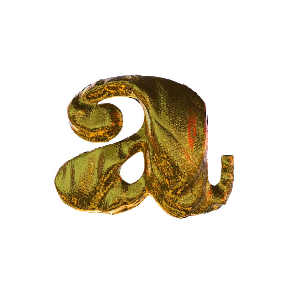 Letter A - Gold 3D letters.  For your graphics and digital arts needs. png