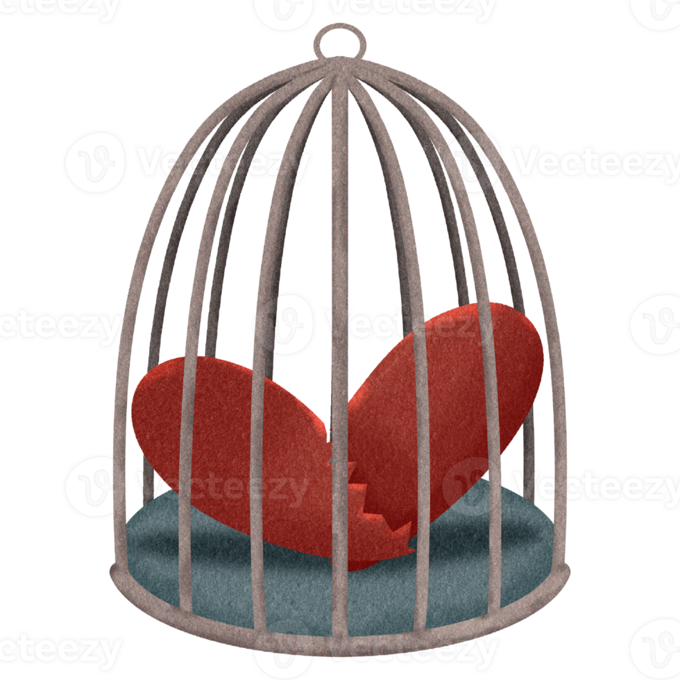 Paper texture broken heart in the cage png