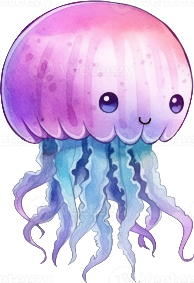 Medusa acuarela ilustración ai generado png