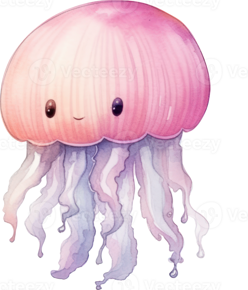 Jellyfish Watercolor Illustration AI Generated png
