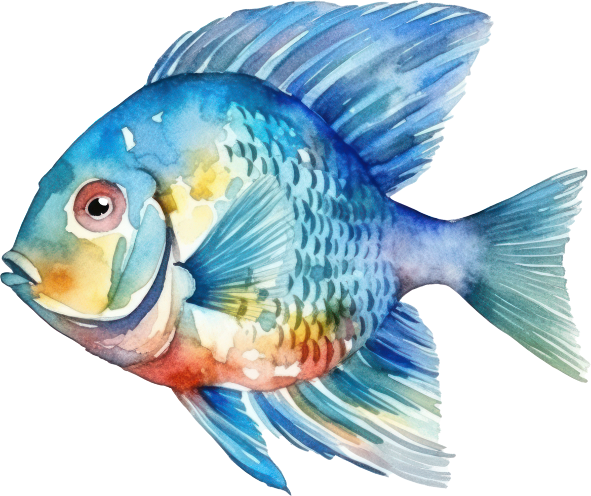 Colorful Fish Watercolor Illustration png