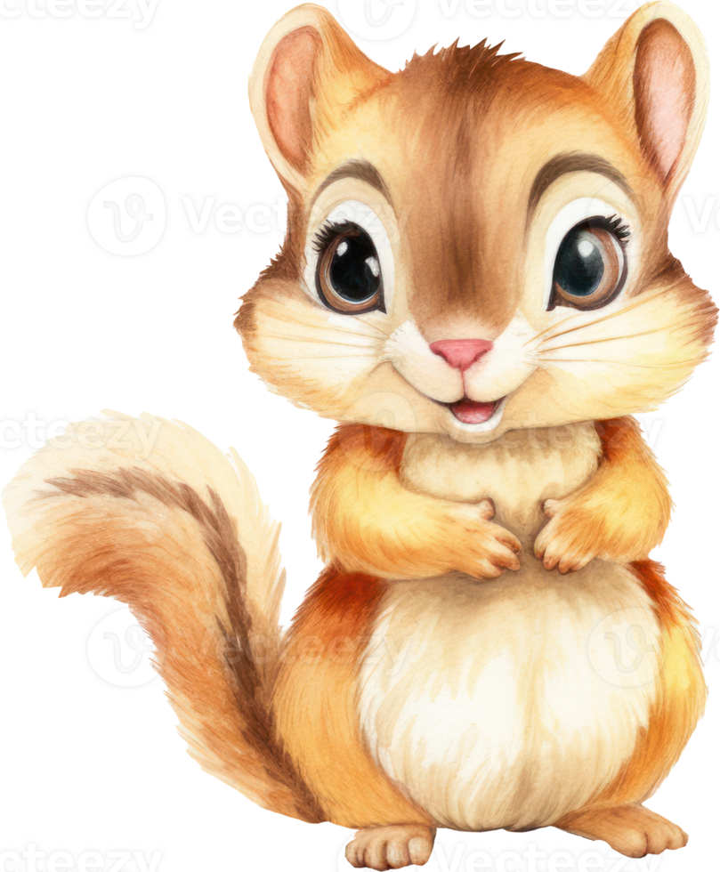 Cute Squirrel Watercolor Illustration. png