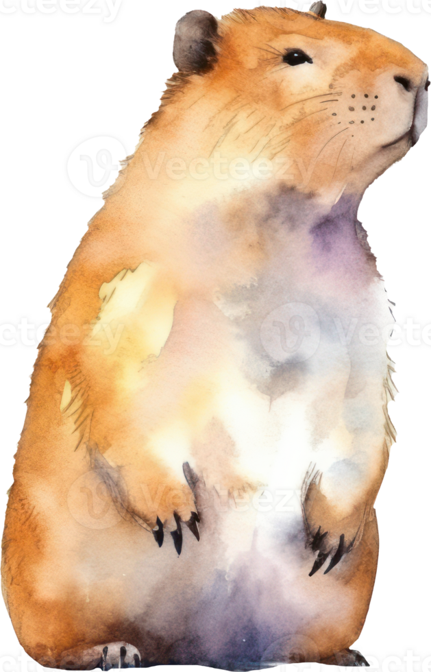 söt capybara vattenfärg illustration. ai genererad png