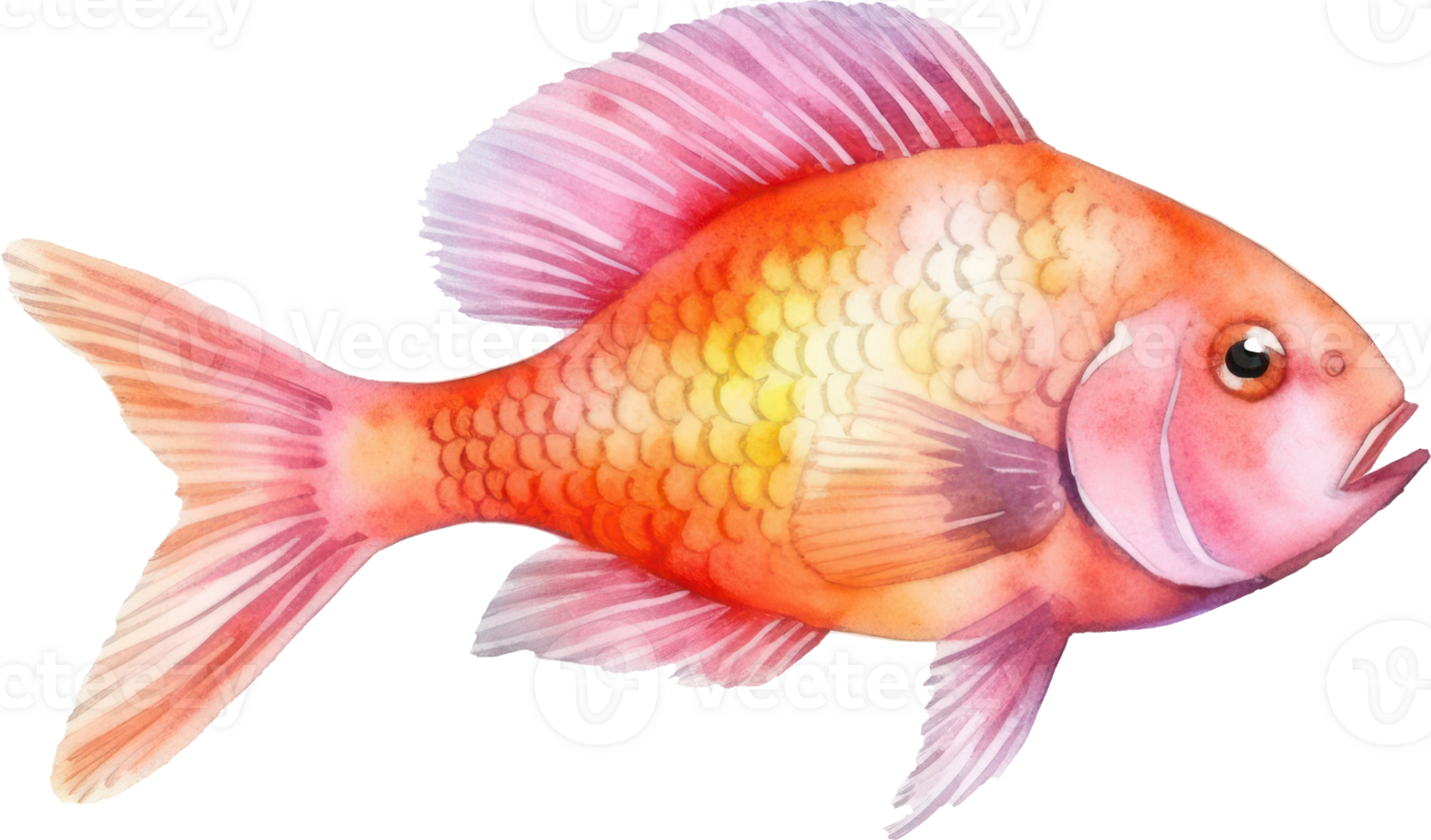 Colorful Fish Watercolor Illustration AI Generated 24700476 PNG