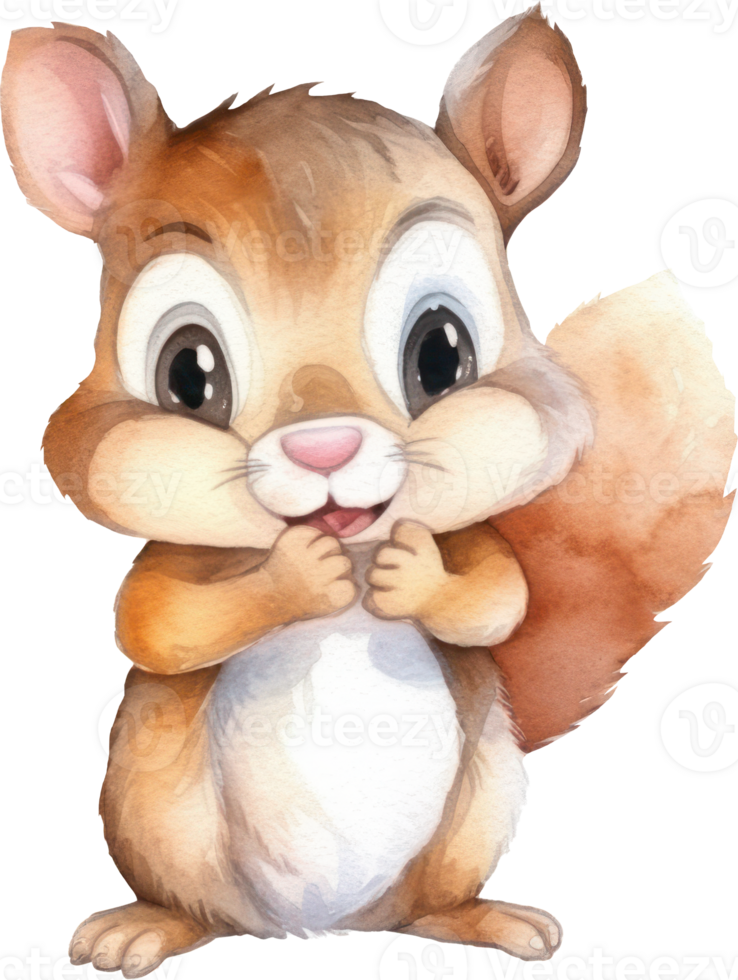 Cute Squirrel Watercolor Illustration. png