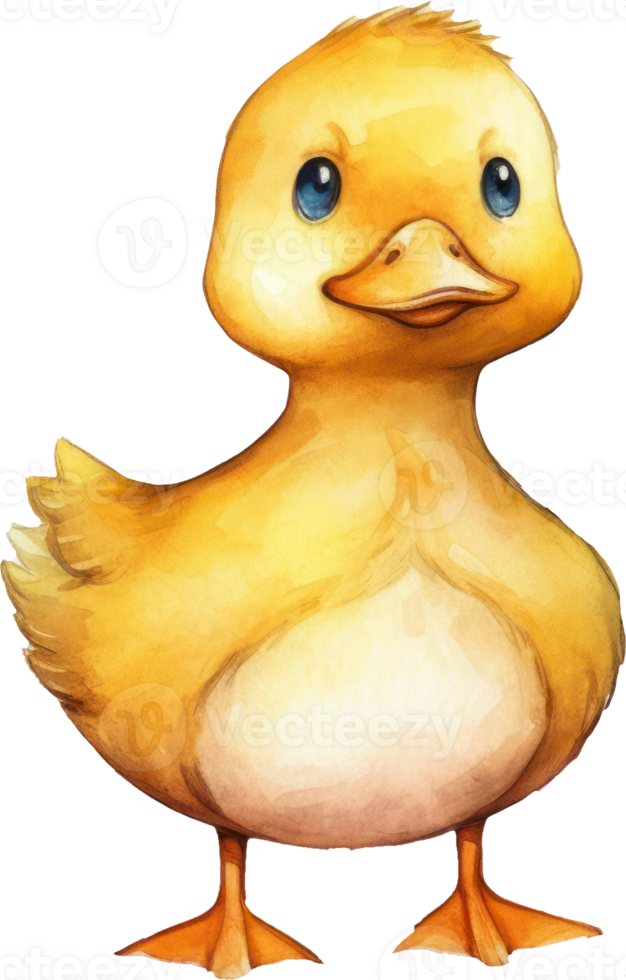 Cute Baby Duck Watercolor AI Generated png