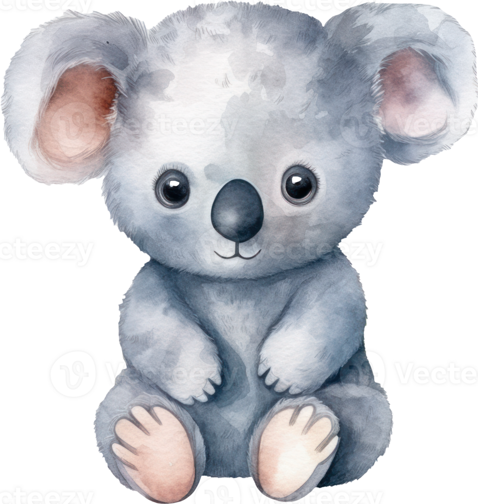 Cute Baby Koala Watercolor AI Generated png