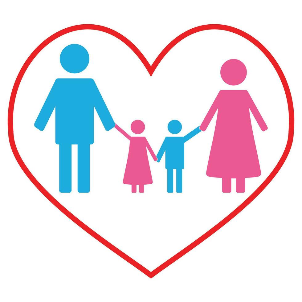 Love family concept banner. Happy family and couple with kids. Vector illustration