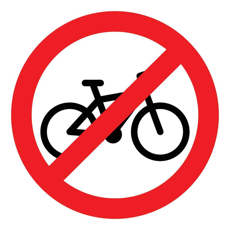 Bike ban sign. Bycicle and bike isolated. Banner prohibition, stop and forbidden, not allowed. Vector illustration