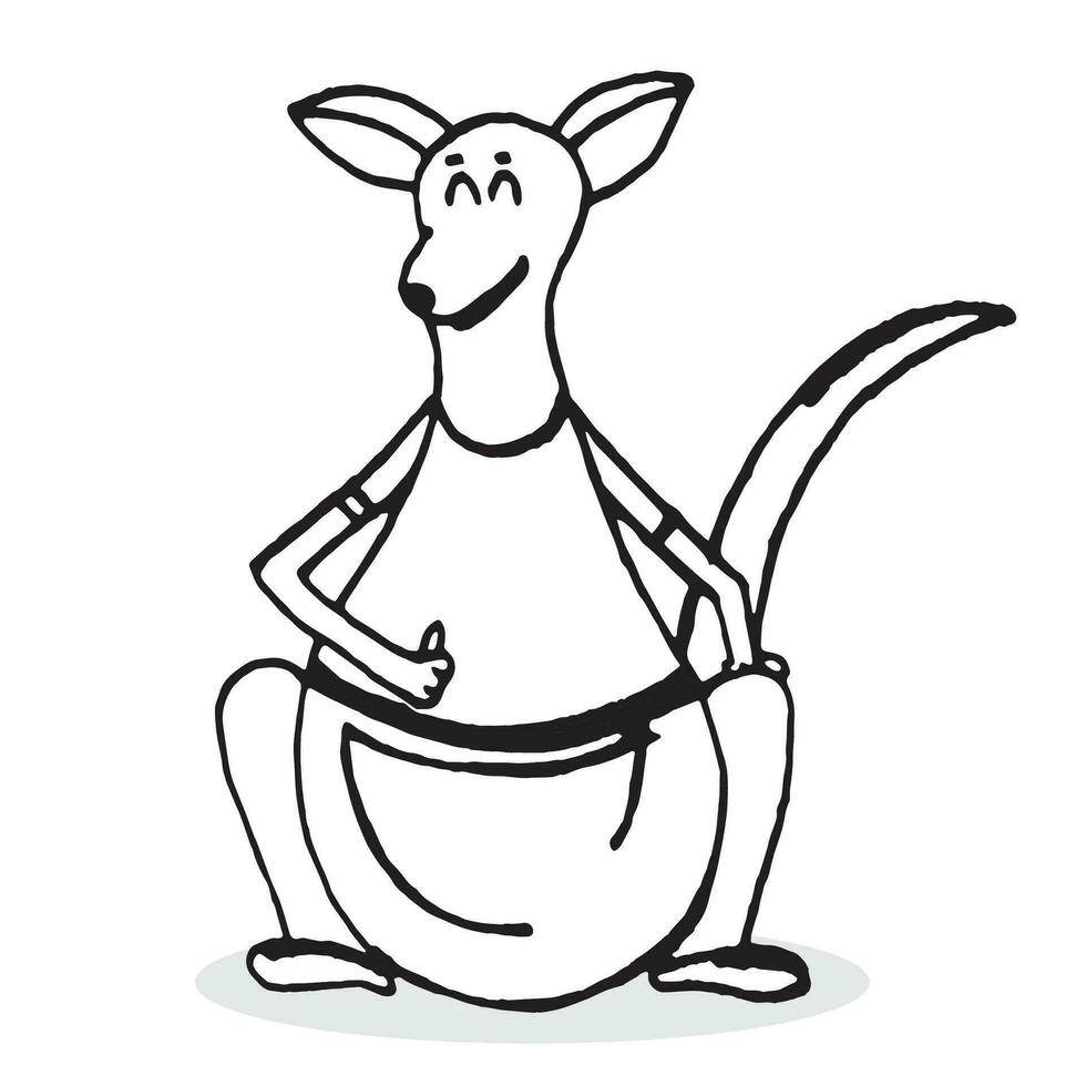 Kangaroo hand drawn sketch. Australia kangaroo isolated. Vector illustration