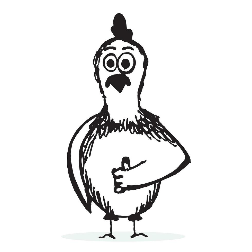 Chicken hand drawing. Roast chicken vector, rooster illustration black white vector