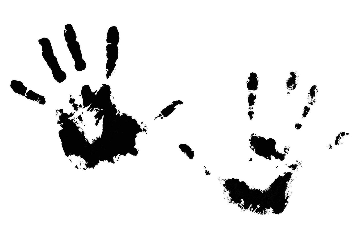 huella de la mano manos negro. mano impresión y niño huella de la mano, vector ilustración