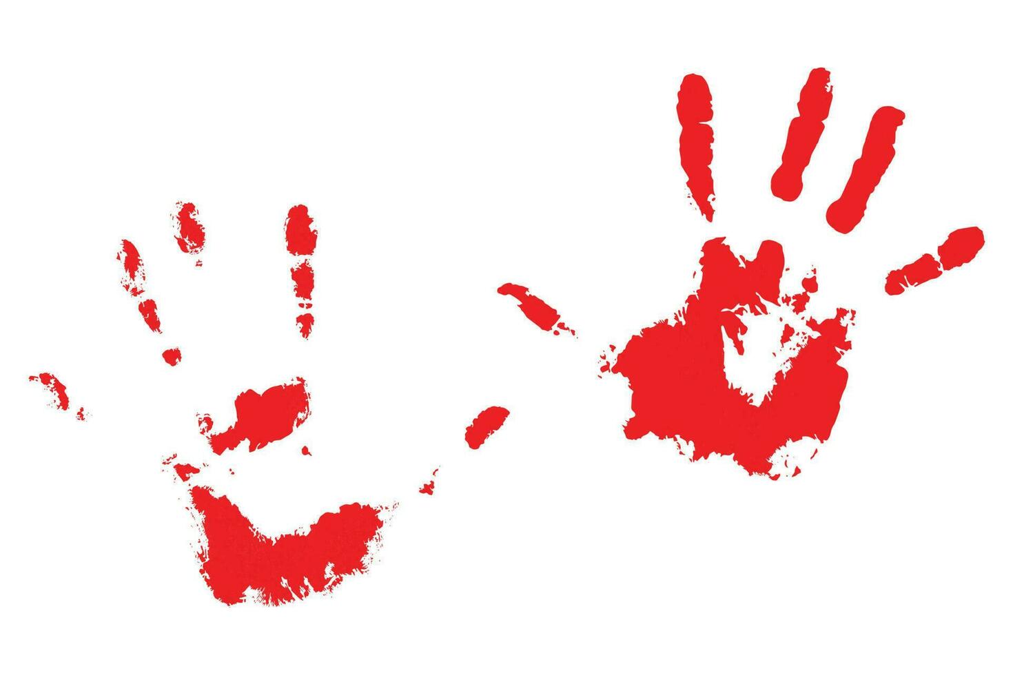 Bloody handprints on black. Print of human palm. Vector illustration