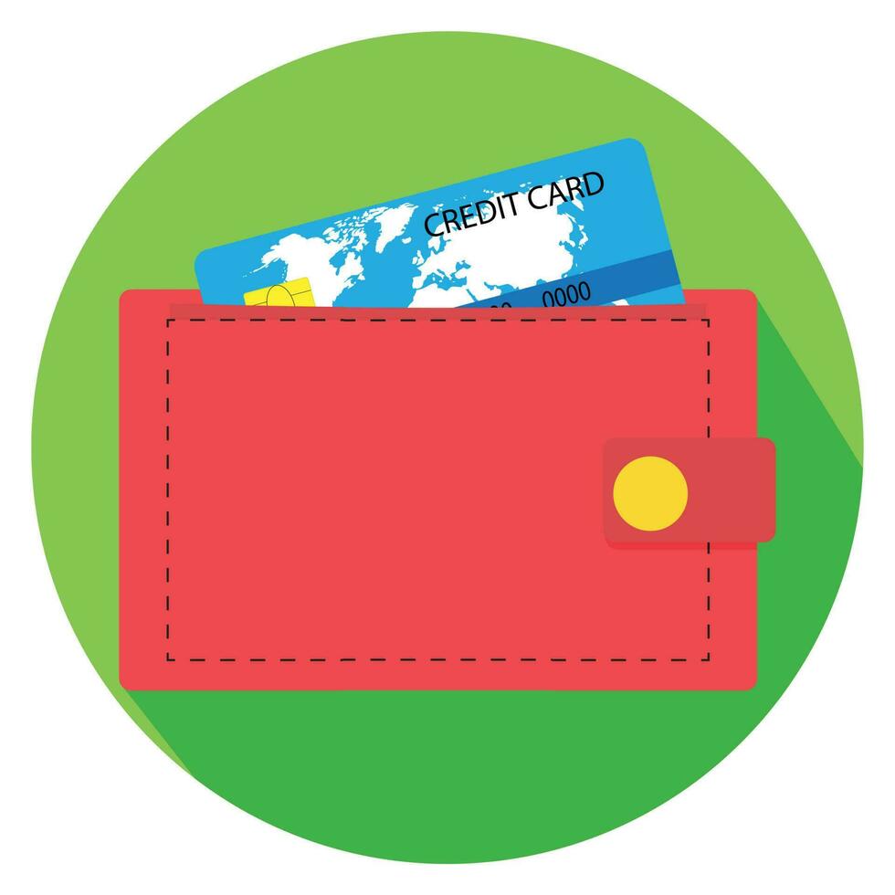 Flat icon wallet with money. Purse and wallet icon, wallet money with credit card, vector illustration