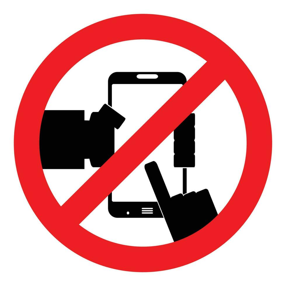 Ban use smart phone. Not to play phone, do not use the phone. Vector illustration