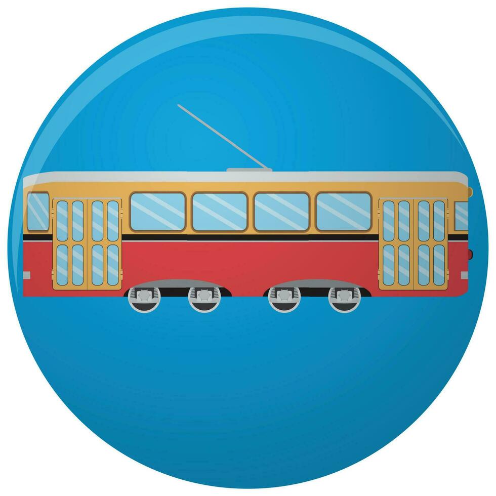 Tram icon flat. Vintage tramway side. Vector illustration