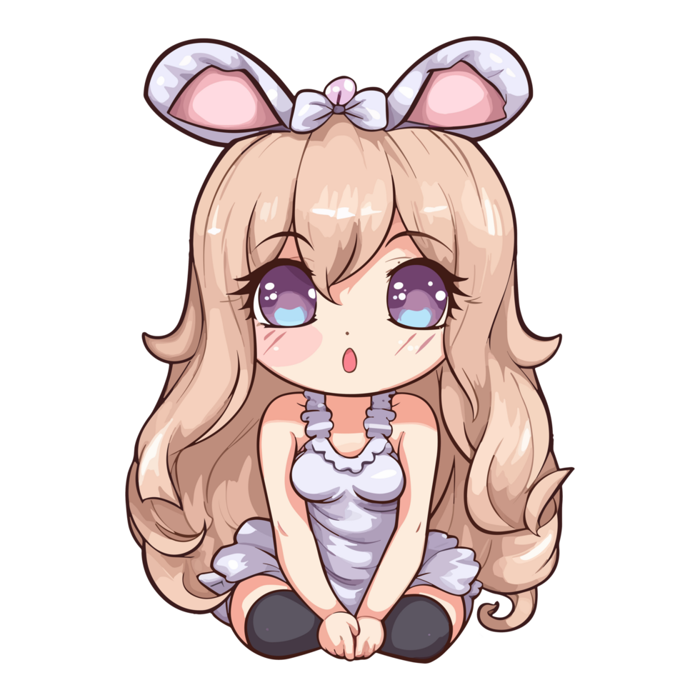 A Cartoon of a Girl with Bunny Ears png