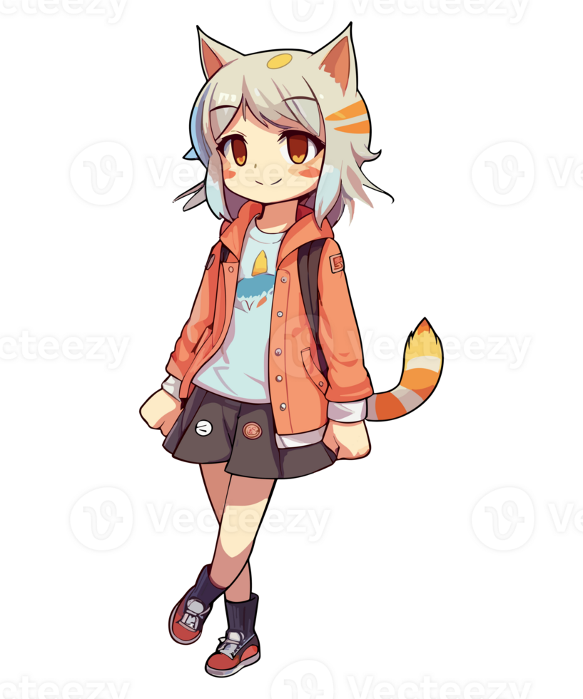 anime gato niña ai generativo png