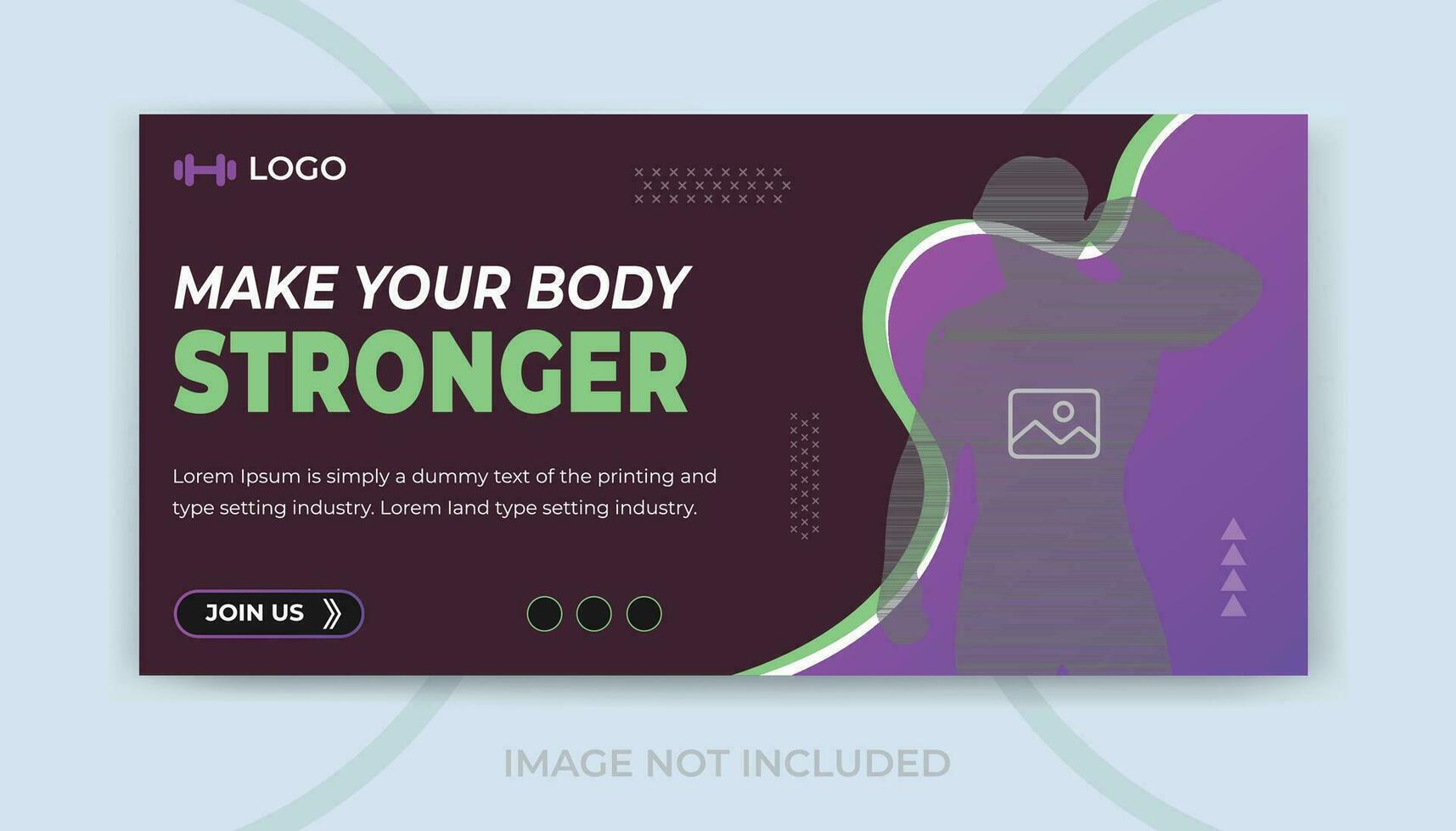 Fitness gym training social media timeline cover and video thumbnail and web banner design vector