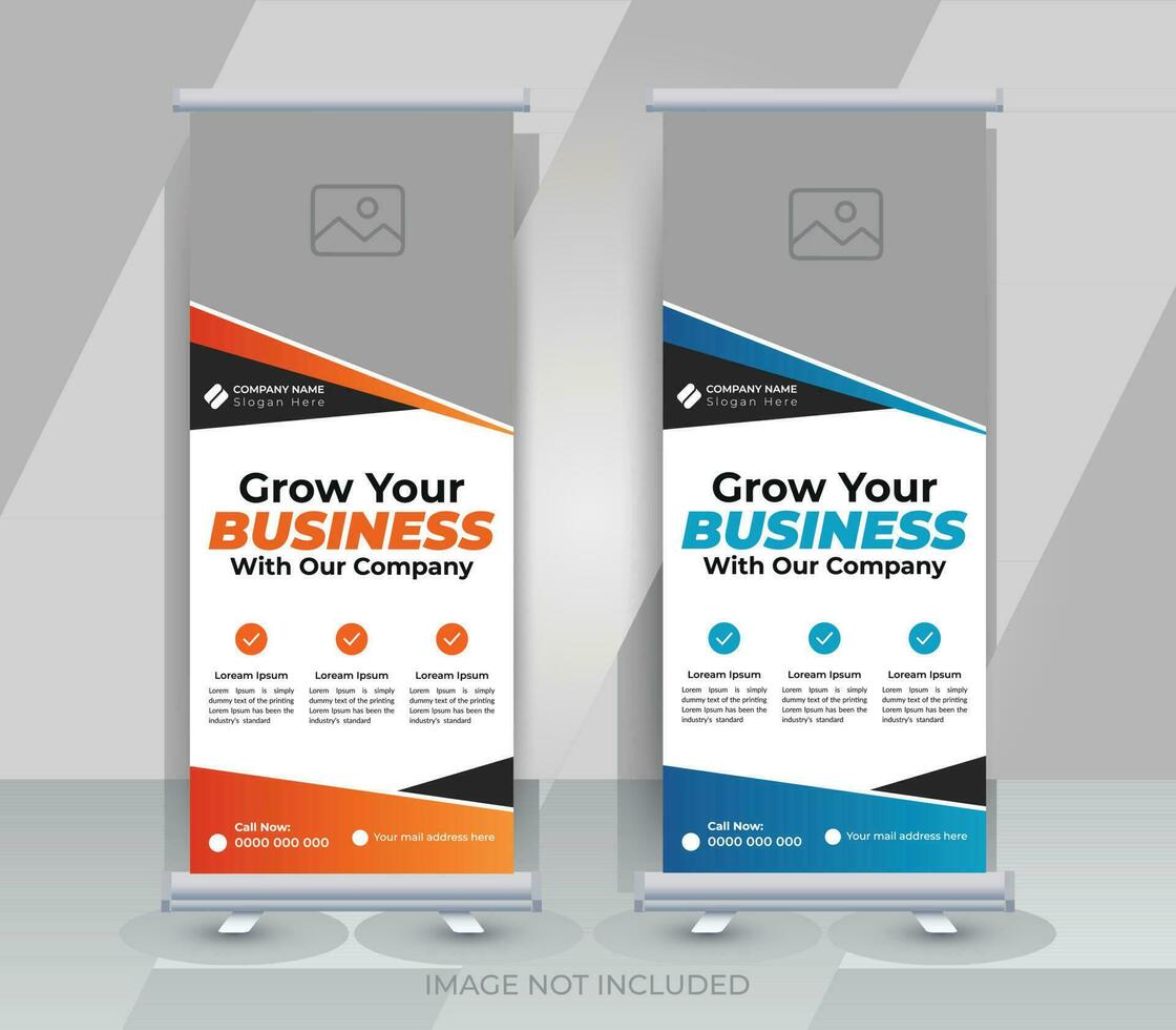 Corporate business marketing agency roll up banner or standee x-banner template design vector