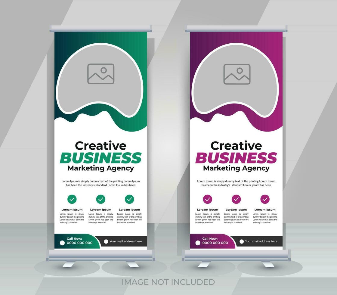 Creative business marketing agency roll up banner template or pull up banner design vector