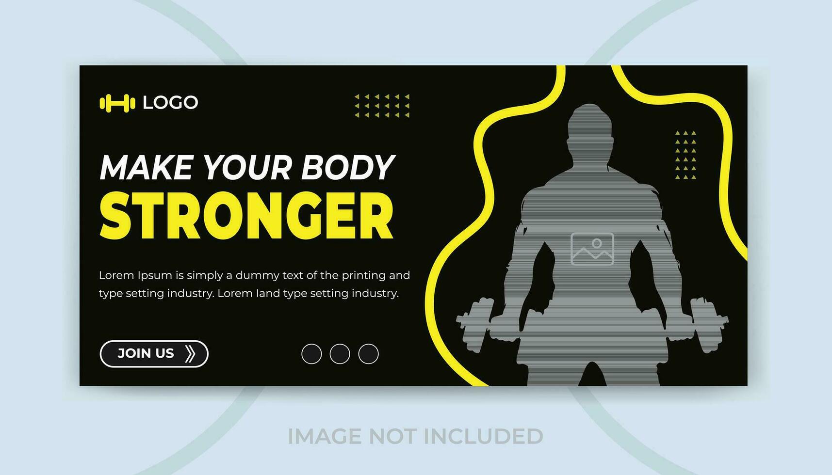 Fitness gym training social media timeline cover and video thumbnail and web banner design vector