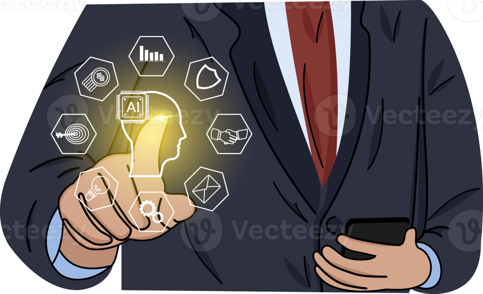 businessman using mobile online and using access artificial intelligence png