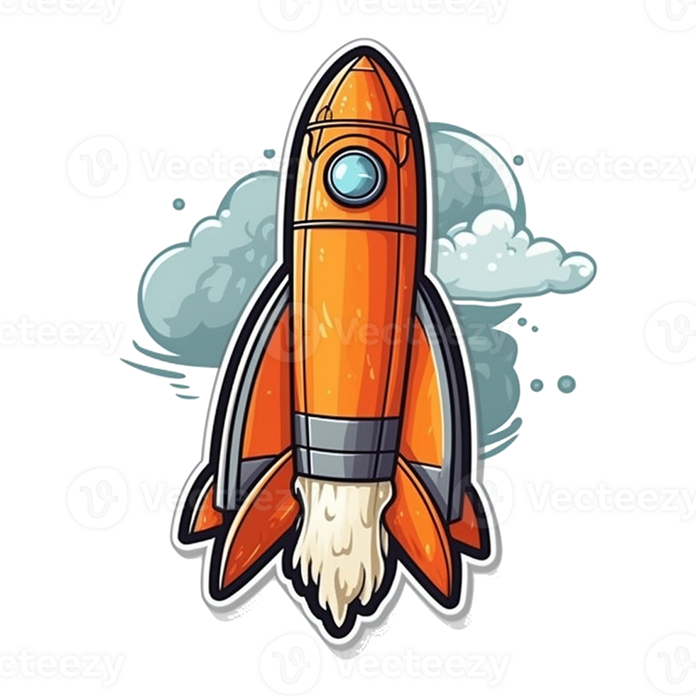 rocket cartoon digital illustration, , transparent background png
