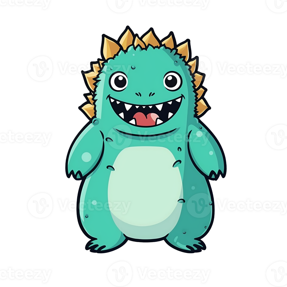 Godzilla isolated on transparent background, , digital illustration. png