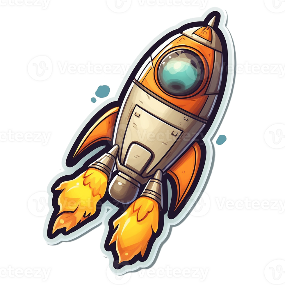 rocket cartoon digital illustration, , transparent background png