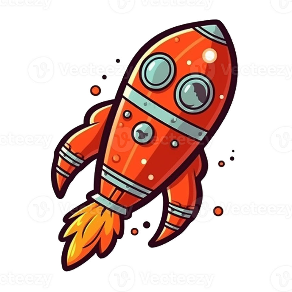 rocket cartoon digital illustration, , transparent background png
