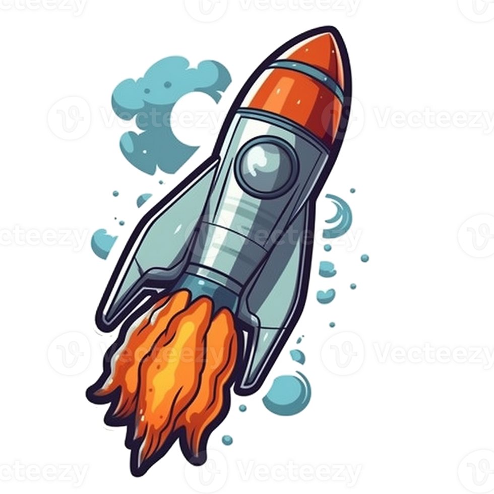 rocket cartoon digital illustration, , transparent background png