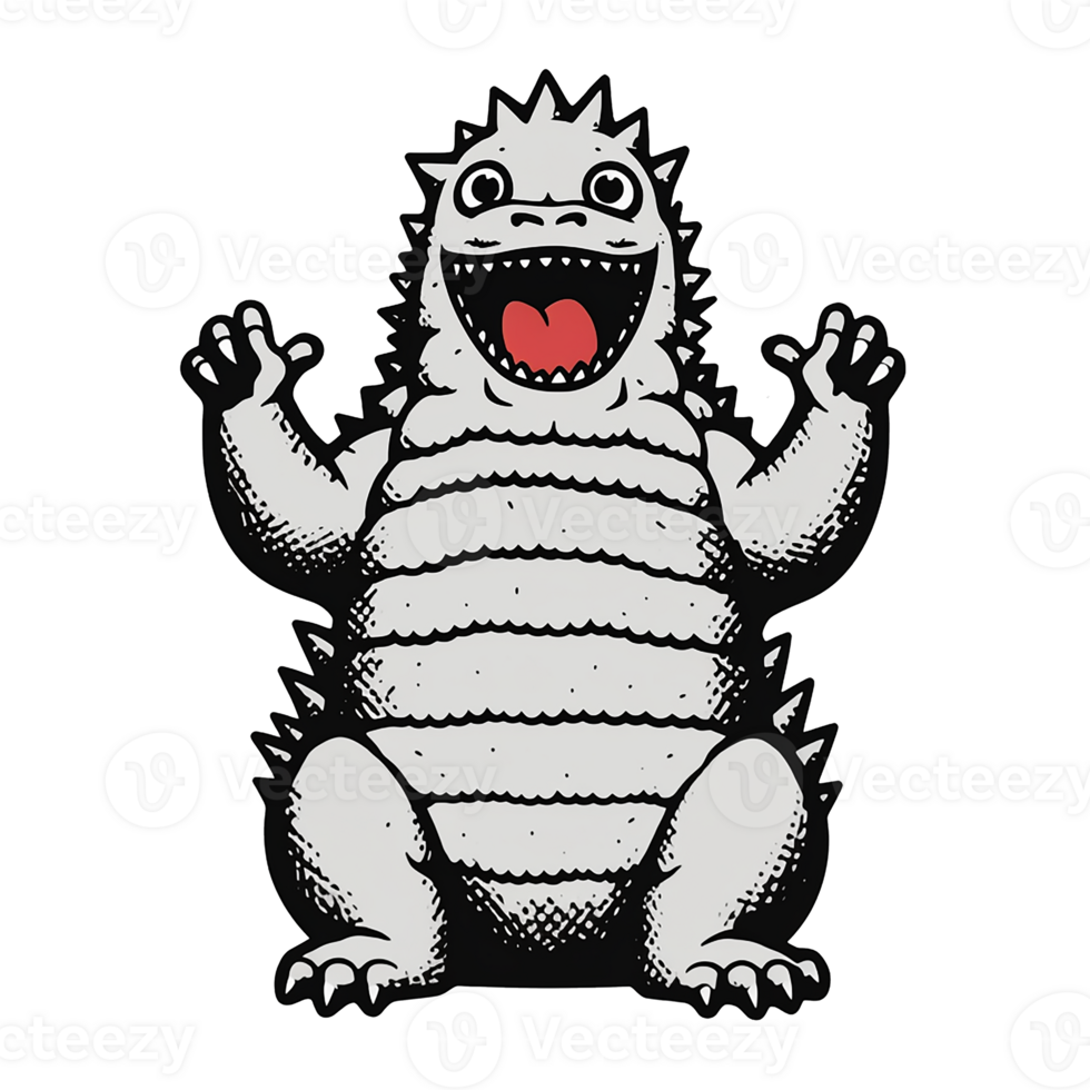 Godzilla isolated on transparent background, , digital illustration. png