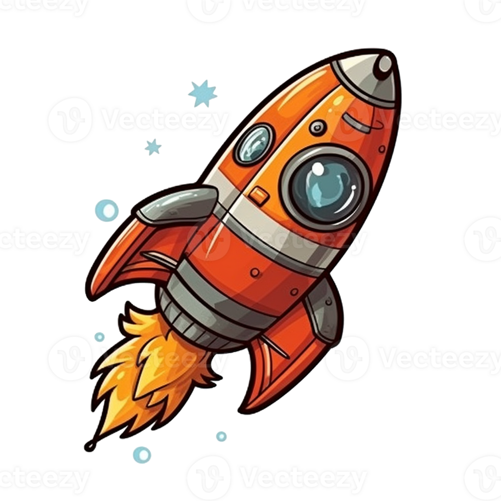 rocket cartoon digital illustration, , transparent background png