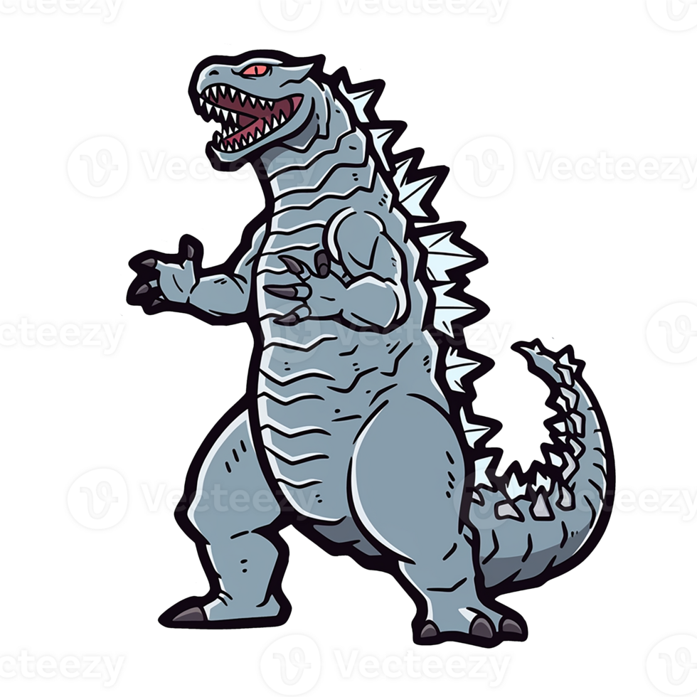 Godzilla isolated on transparent background, , digital illustration. png