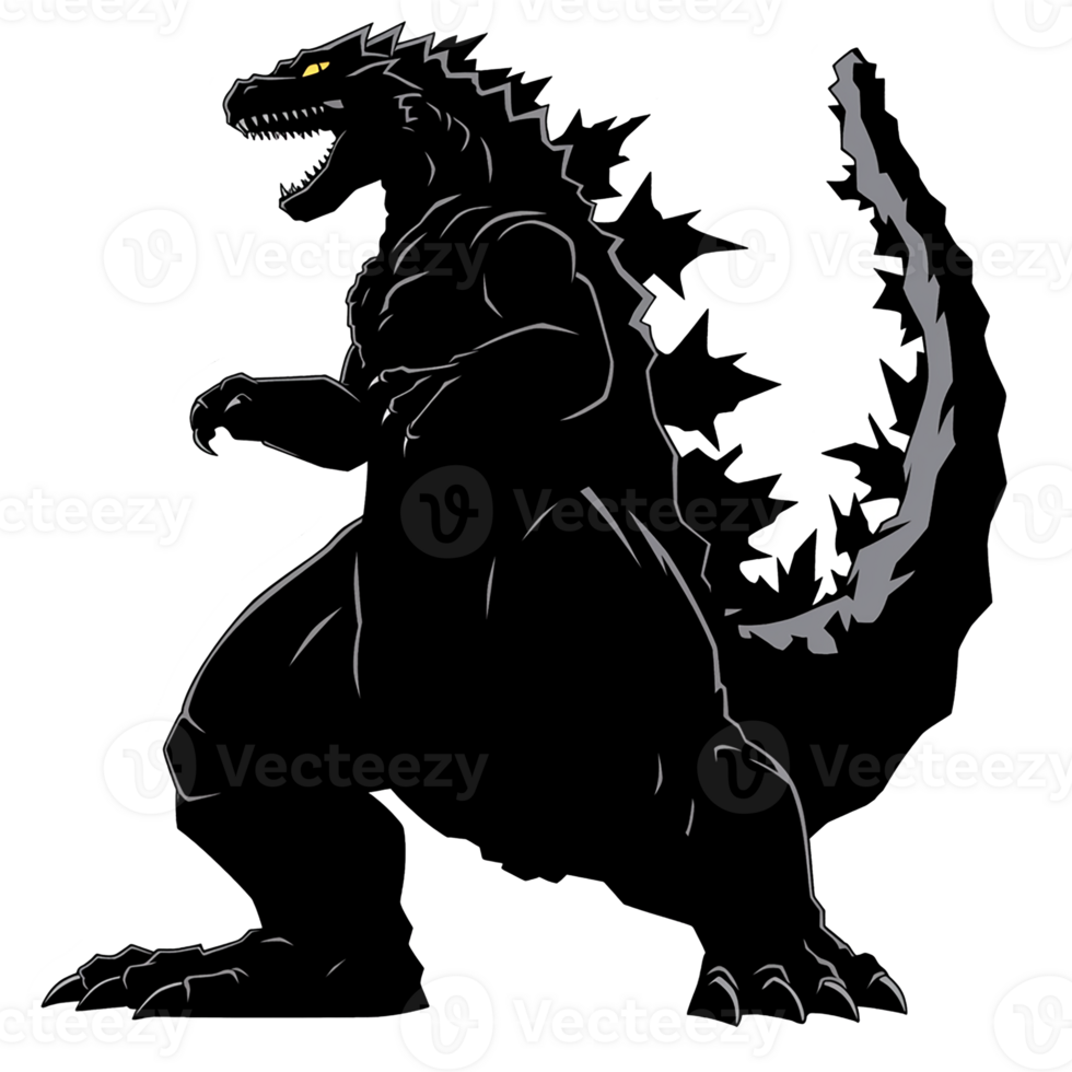 Godzilla isolated on transparent background, , digital illustration. png