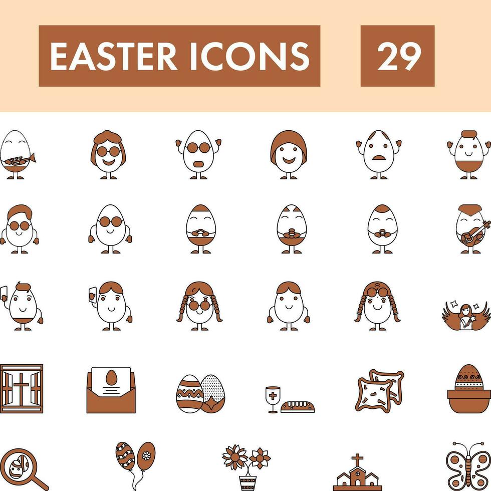 Set Of Easter Icon. vector