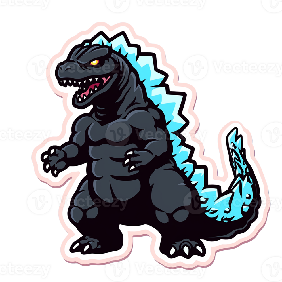 Godzilla isolated on transparent background, , digital illustration. png