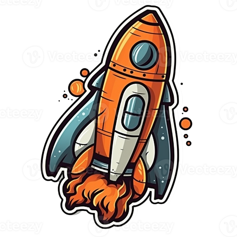 rocket cartoon digital illustration, , transparent background png