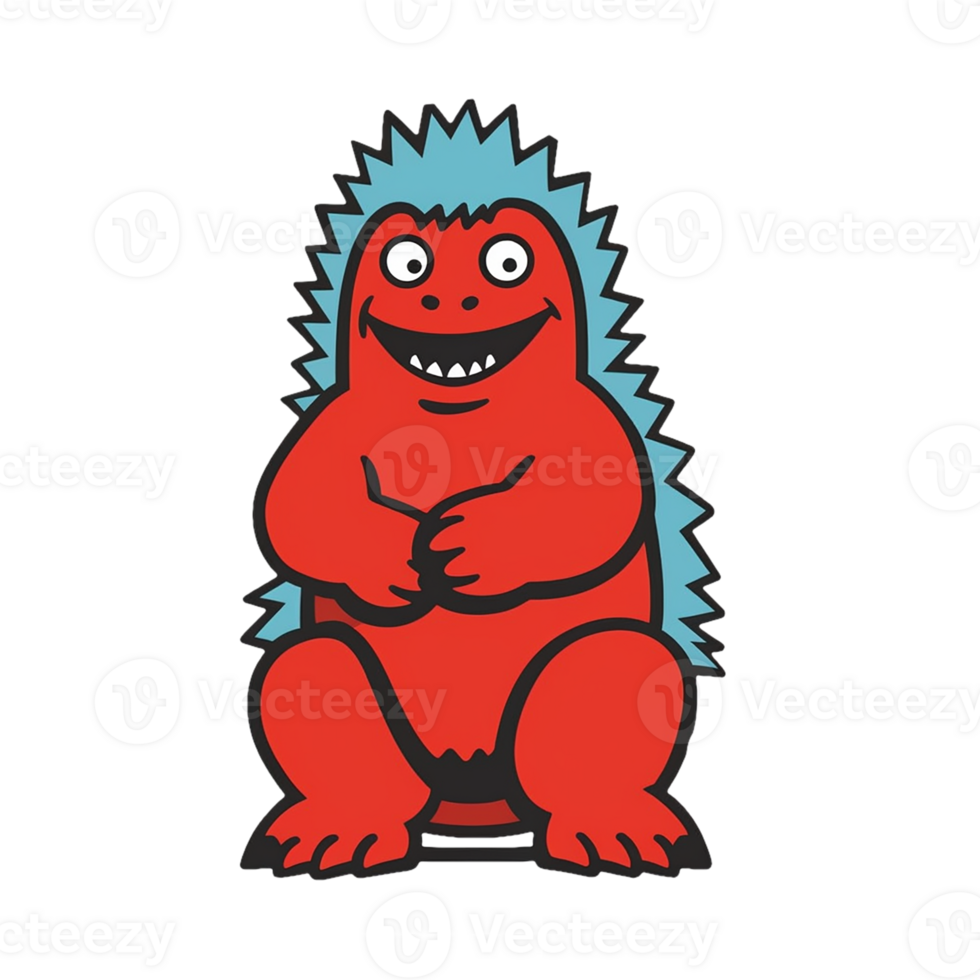Godzilla isolated on transparent background, , digital illustration. png